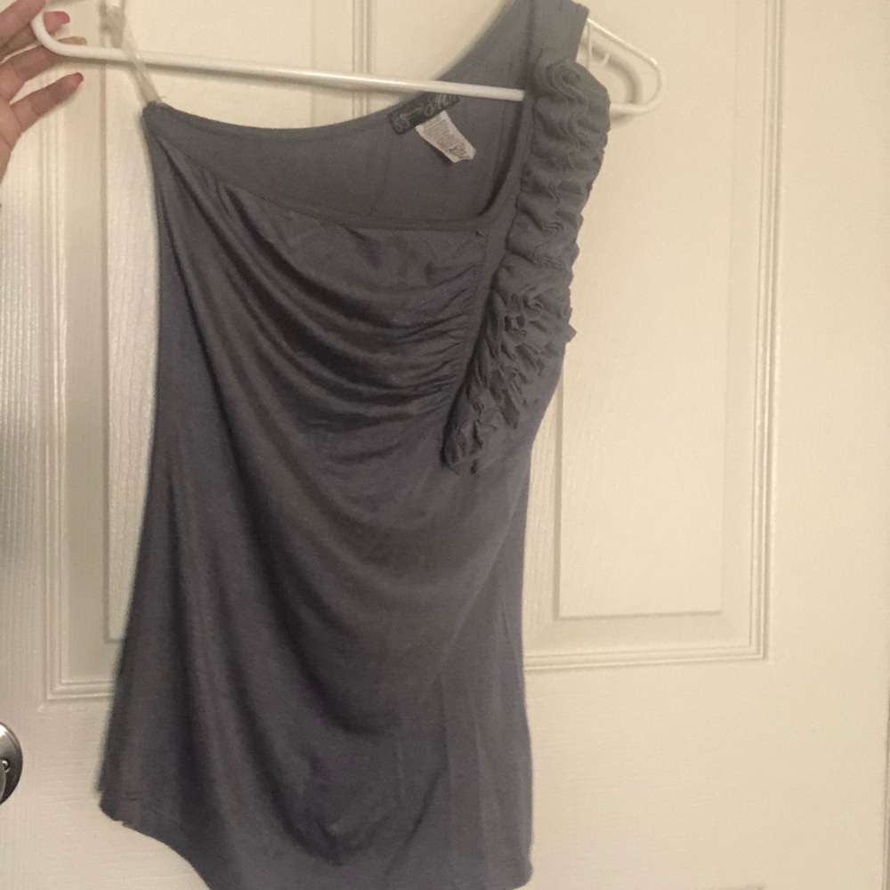 Mandees one shoulder gray top